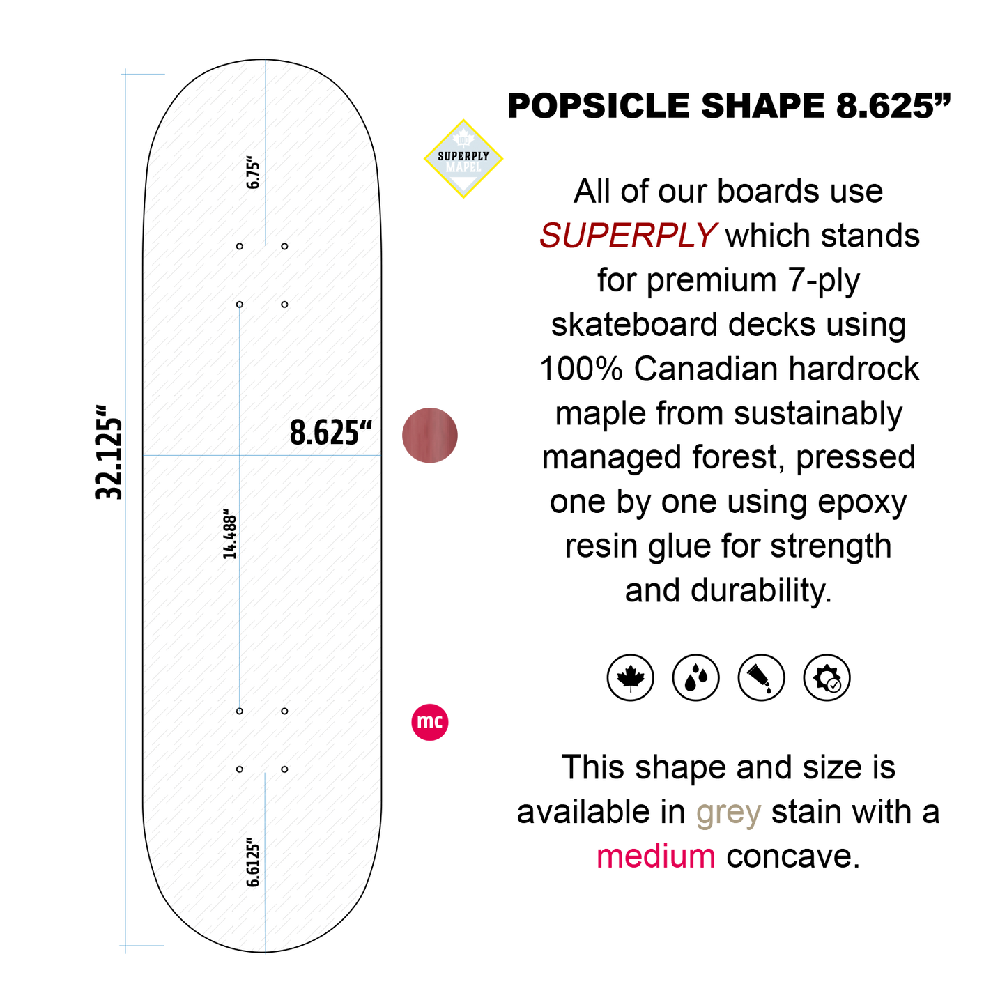 QUICKNESS 8.625 SKATEBOARD DECK DEEP RED