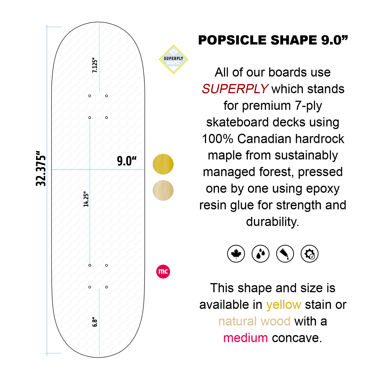 SUBMIT 9.0 SKATEBOARD DECK YELLOW